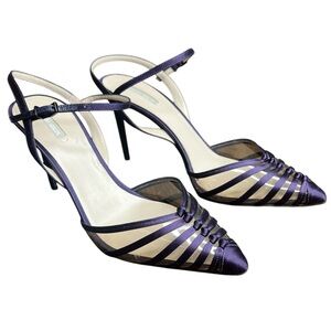 Giorgio Armani Women’s 38 Purple Silk Strappy Pointed Toe Heels Elegant Pump